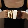 Popular Bracelet Retro Hong Kong Style Smudged Stone Pattern Wide Edge Jewelry Metal Light-sensitive Hand
