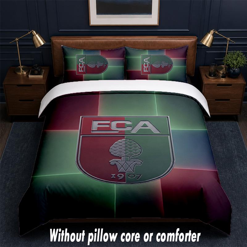 FC Augsburg FC Design Bett Bettwäsche-Set 1 Bettbezug + 2 Kissenbezüge Weich Atmungsaktiv Haushalt Bettwäsche