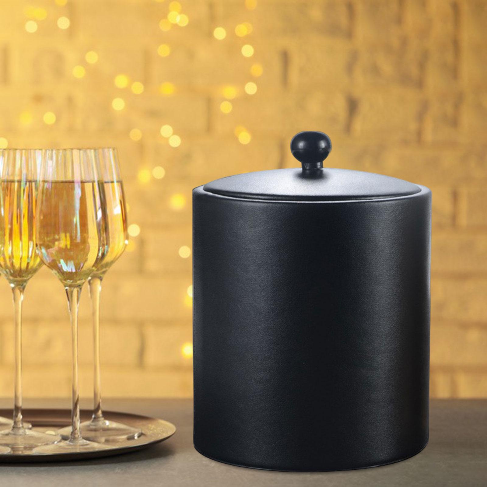 Ice Bucket with Lid with Insulation Double Walled Thickened Comfortable Stainless Steel Keeps Ice Cold for Home Bar Champagne чёрный