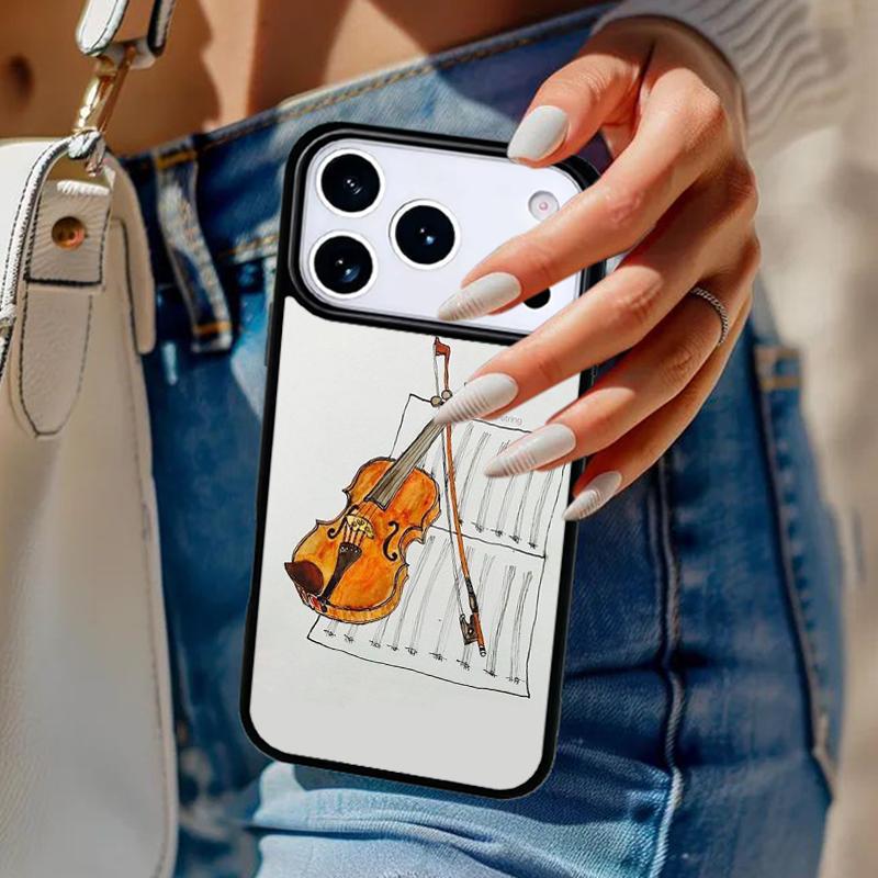 Musical Notes Violin Classical Phone Case For iPhone 17 Air 14 15 13 12 Max Cover For Apple 16e 11 Pro Max Plus Coque