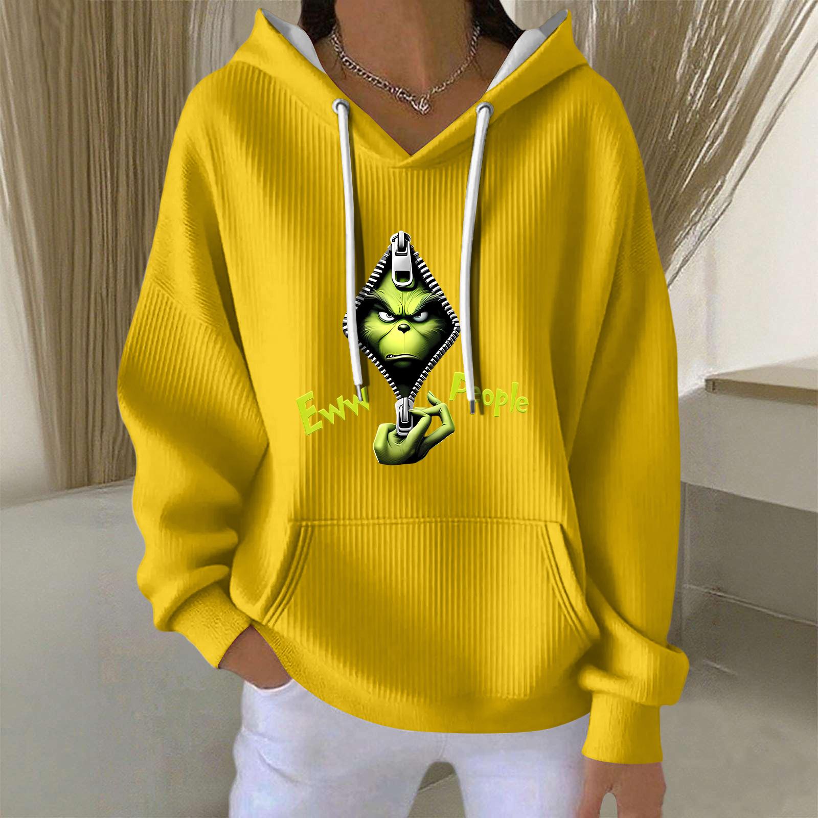 

Женская модная повседневная толстовка с длинными рукавами и принтом рождественского ангела XL оранжевый