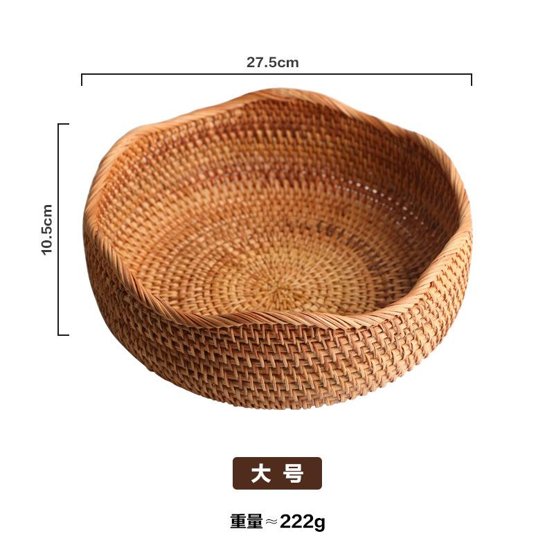 Furnace Brewed Tea Rattan Retro Handmade Rattan Tray Woven Fruit Plate Bread Basket Living Room Household Snack Basket