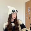 Fashion Cat Ears Knitted Pullover Hat Ladies Autumn and Winter Glasses Wind-proof Cold Fleece Warm Ear Cap