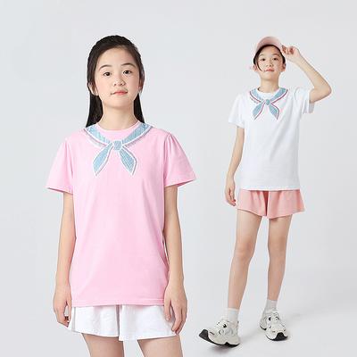 Sommer Koreanische Version des neuen Mädchen Sport Kurzarm Mädchen Baby niedliches Puffärmel Oberteil Kinder Kurzarm T-Shirt