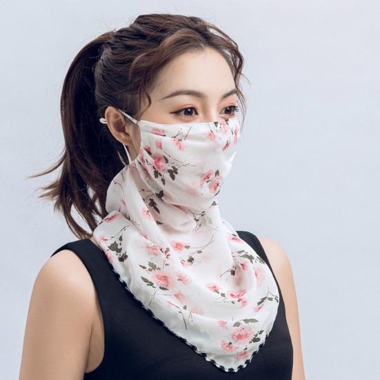 Fiori di Rosa Donna Estate Chiffon Anti-UV Sottile Velo Sciarpa Collo Copri Viso Sciarpa
