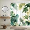 Tropical Leaves Shower Curtain Green Plant Jungle Botanical Monstera Palm Leaf Banana Hawaii Exotic Nature Rainforest Shower Curtains Set Bathroom