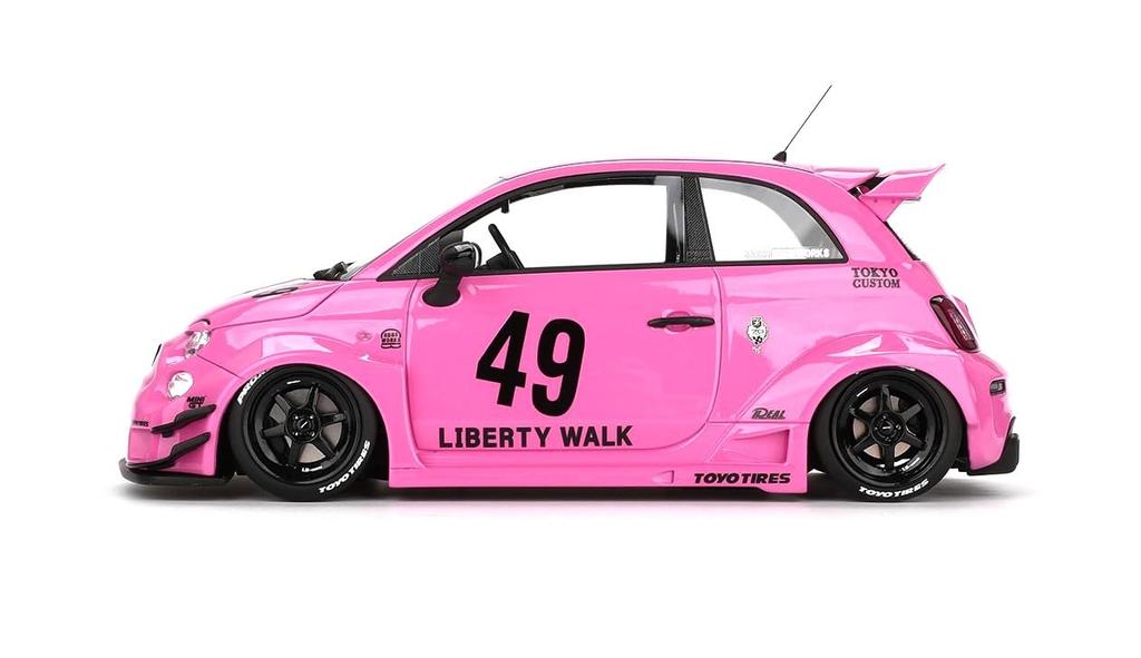 TOP SPEED Scale Abarth 595 X Abarth Works Pink Finished Model TS0607 1/18 LB-WORKS
