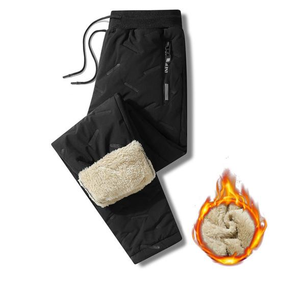 Męskie zimowe, pogrubione, polarowe spodnie do biegania, w pasie, z kieszeniami ze sznurkiem, w jednolitym kolorze, ciepłe spodnie dresowe