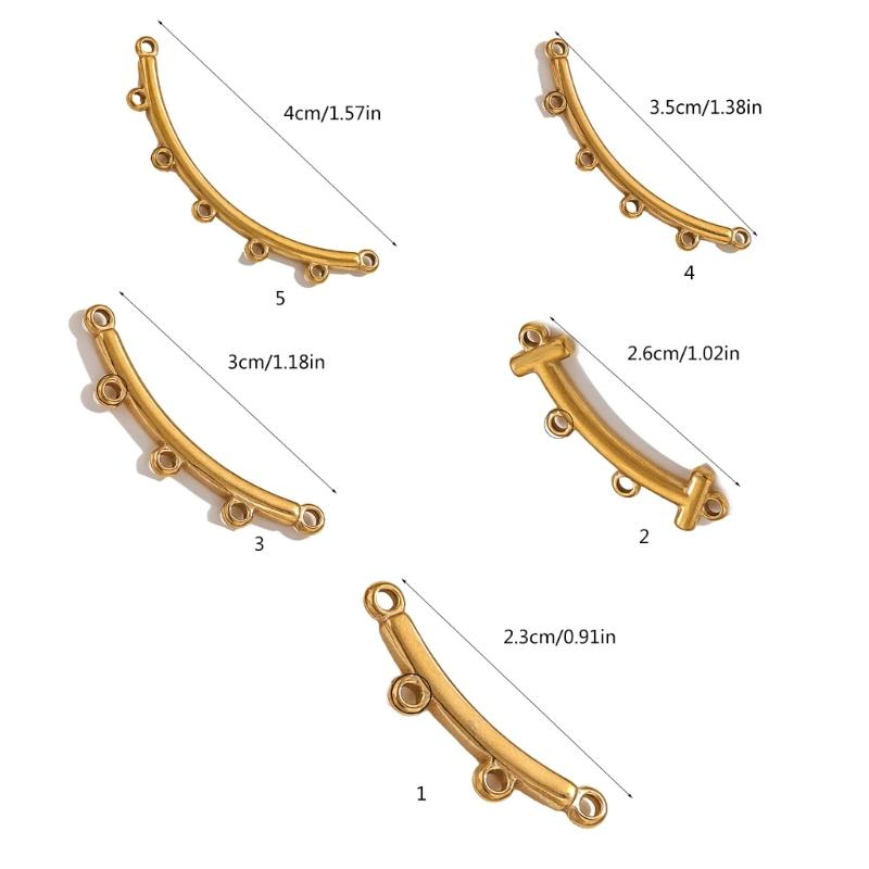10pcs Multi size Stainless Steel Curved Connectors Multihole Necklace and Bracelet Connector Jewelry Making Supplies