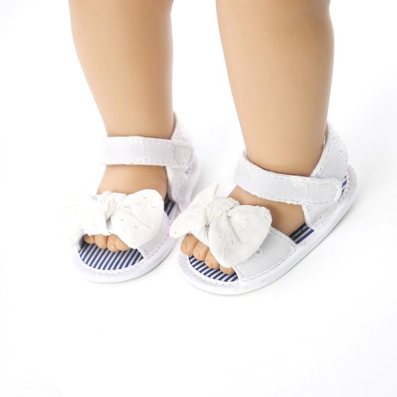 Dětské dívčí boty prodyšné protiskluzové sandály s mašlí Batole Dívčí boty s měkkou podrážkou First Walkers Boty 0-18M