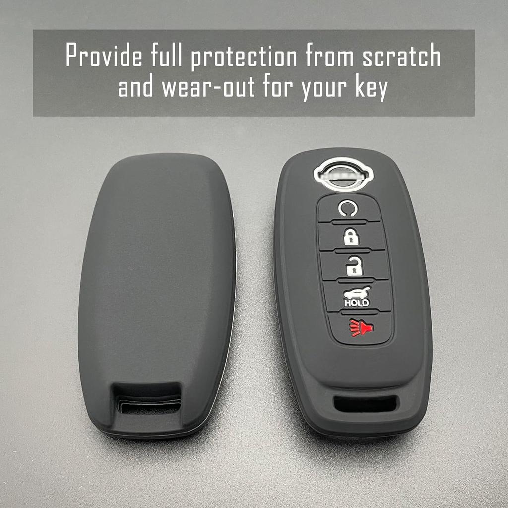 TANDRIVE 5-Button Key Fob Cover For -2026 Nissan Rogue Pathfinder And 2024-2026 Sentra, Silicone, 2-Pack, Black