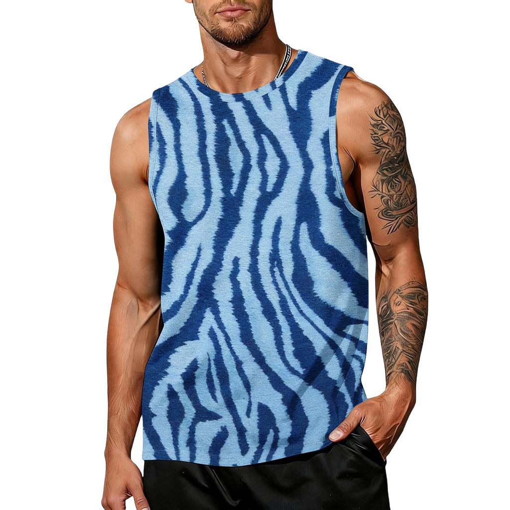 Men's Casual Sleeveless Tank Top Leopard Print Athletic Workout Gym Breathable Muscle Shirt Summer Vest