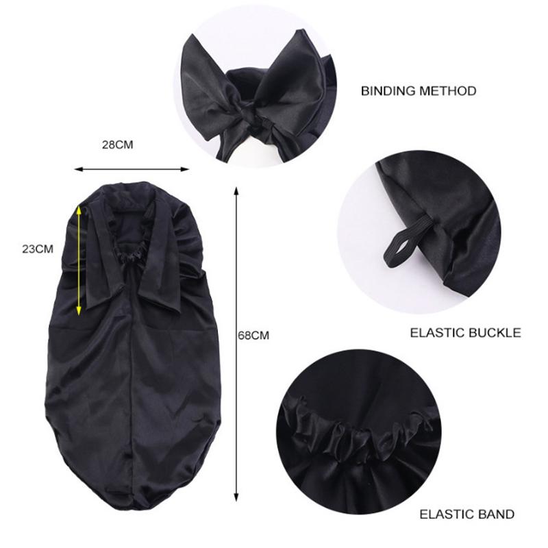 Bowknot Braid Bonnet, Unscented Satin Sleep Cap With Elastic Band And Long Tie For Women - Breathable Night Hair Bonnet