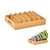 Kitchen Countertop Storage Rack for Pot Lids, Cutting Boards and Trays, Wooden Tiered Holder with Open Access and Vertical Space Saving Layout