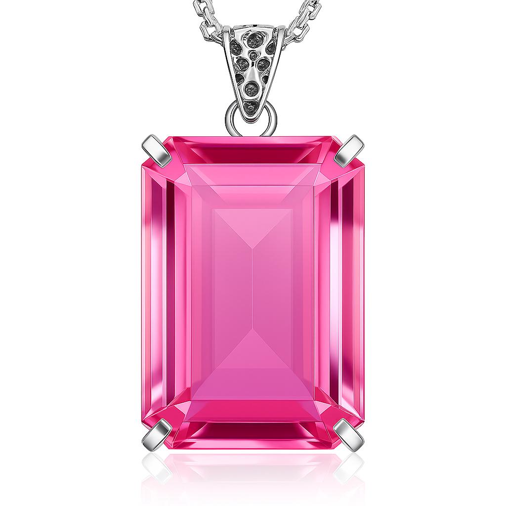 

Emerald Cut 132.9 Ct Lab-Created Pink Sapphire Pendant Gemstone A+ Certified AI-44-NS 35.1 mm approx. рожевий