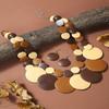 Round Disc Statement Necklace with Earrings Double-layer Design, Wood-Look Finish Fashion Jewelry Set  for Party Styling