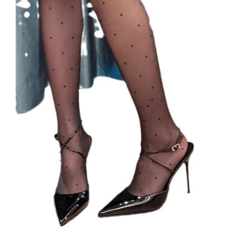 New bag head sandals women's summer temperament pointed head thin heel sexy word with high heels versatile