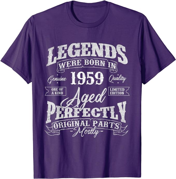 65 Year Old Gifts Vintage 1959 65th Men Women 65th Birthday T-Shirt Legends Were Born in 1959 Year of B-day Tee Top Dad Mom Gift