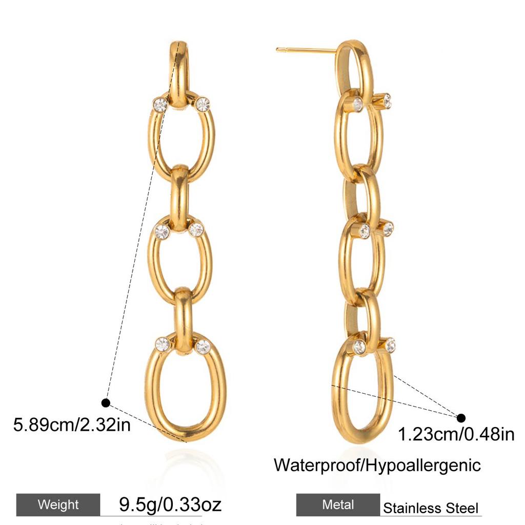  Stainless Steel Smooth Chain Tassel Earrings For Women Trendy Metal Texture 18 K Earrings Golden Accessories