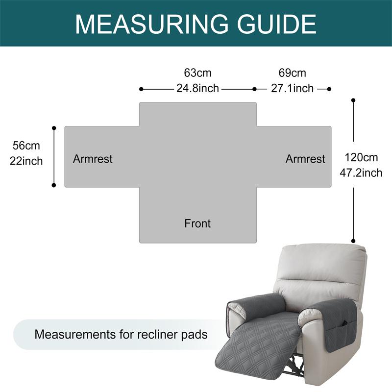 1 Seater Nordic Style Recliner Sofa Seat Covers with Pocket Durable Armchair Protective Case Non-slip Couch Pad for Living Room