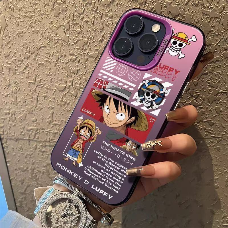 One Piece Luffy compatibele iPhone 18 Pro Max telefoonhoesje, gepersonaliseerd energiek hoesje voor iPhone 18/15/14 met tekst 13.