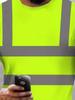 Herren Neon Gelbes Arbeits-T-Shirt, Reflektierendes Sicherheitsband-Design, Atmungsaktiv, Kurzarm für Außen- und Industriegebrauch