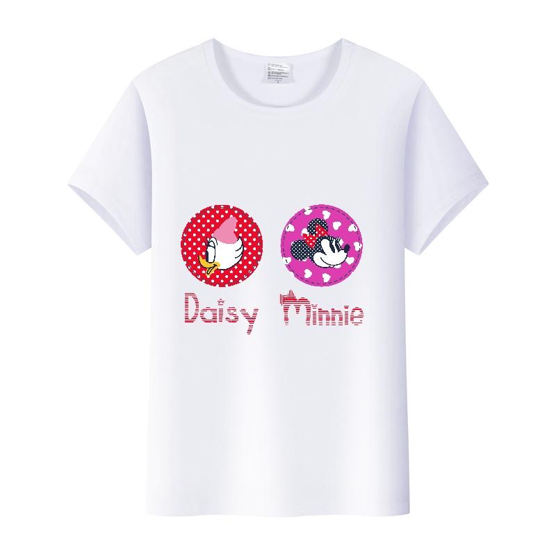 Casual Unisex Cartoon Minnie Tshirt Mickey Mouse Tops Graphic Clothes Summer Blouses T-shirt White 2000s Tees