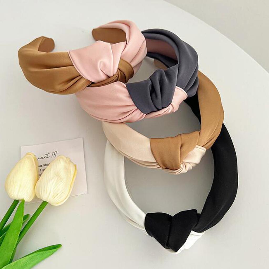 PROLY New Fashion Hairband For Women 5CM Wide Side Two Colors Patchwork Headband Casual Center Knot Headwear Hair Accessories