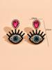 2pcs Vintage Bohemian Devil's Eye Crystal Earrings for Women's Personalized Ear Accessories