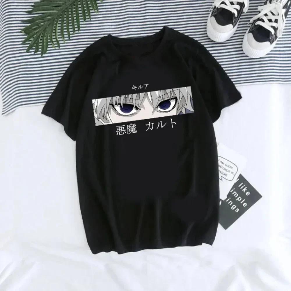 Anime Hunter X Hunter Women's T-shirt Japan Manga Hisoka Killua Zoldyck Kawaii Funny T Shirts Kurapika Devil Eye Short Sleeve Tee Tops