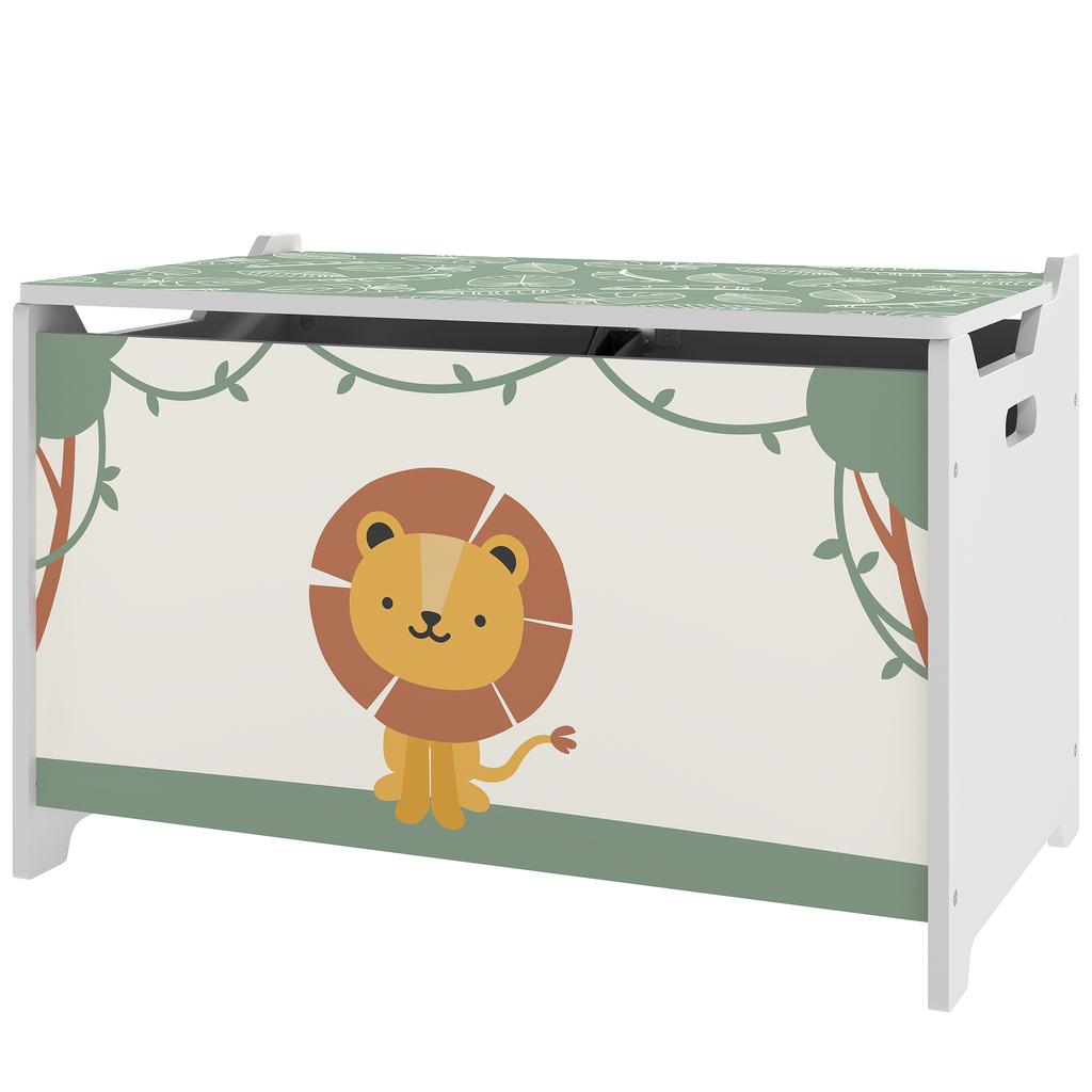 Coffre à jouets avec couvercle, Charnières de sécurité et poignées rainurées, Organisateur de rangement pour jouets pour enfants, Salon, Salle de jeux, Vert