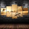 Egypt Pyramids Camel Animal Desert Scenery 5 Piece Five Panel Wall Canvas Print Modern Art Poster Picture Home Decor Gift For Him For Her