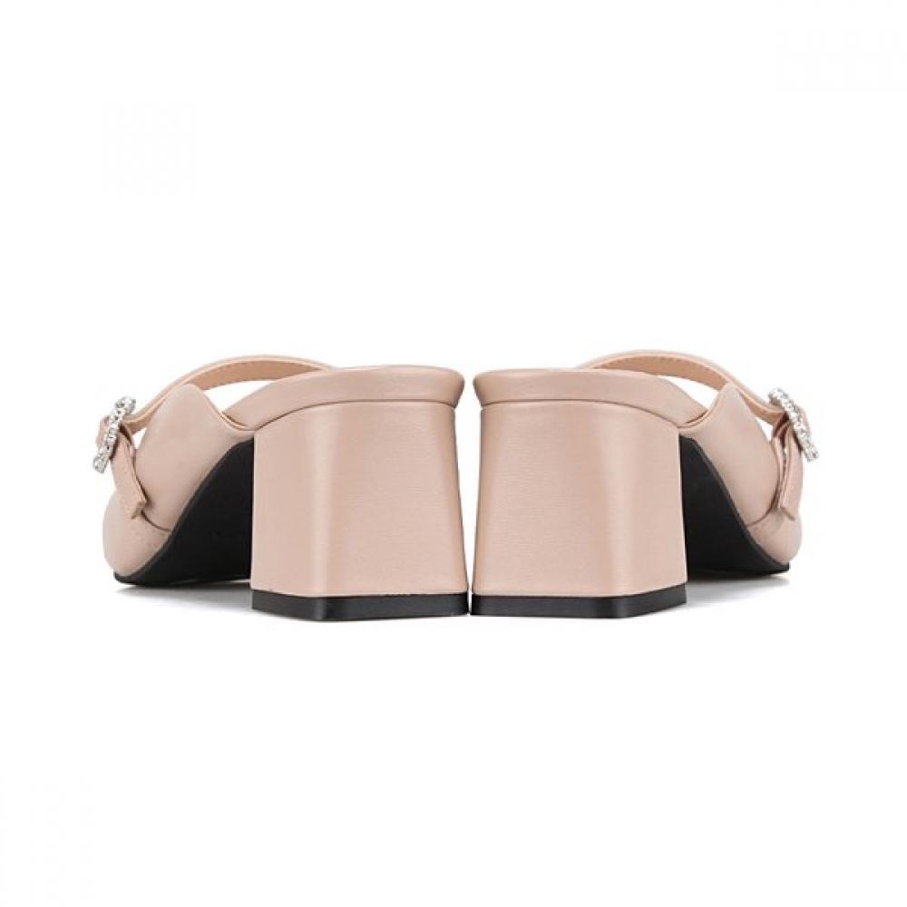 BARBARA 5.5cm Dress Mule Leather Jewel Buckle 2colors Bbj205