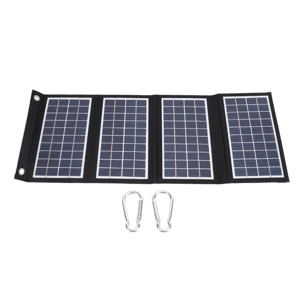Portable Solar Panel 30W 5V Foldable Solar Panel Charger with Dual USB Outputs for Outdoor Camping Trip 4 Fold