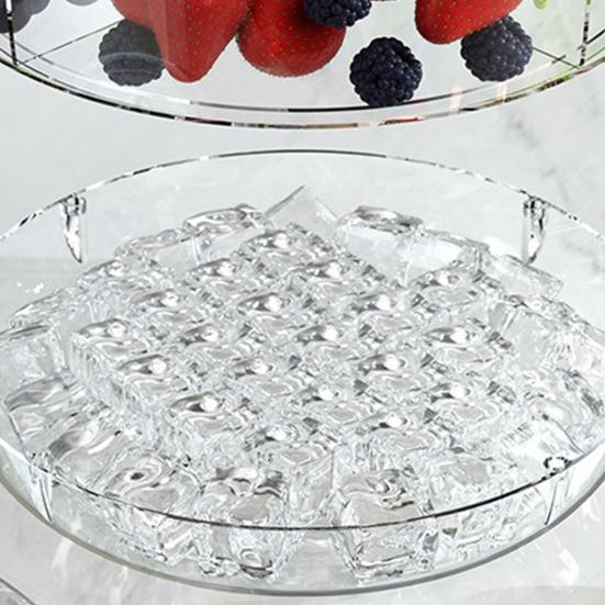 Rotating Salad Box, with Multi-Grid And Center Sauce Cup Fruit Tray, Ice Trough Cooling Base Design, Serving Bowl for Party, Gathering