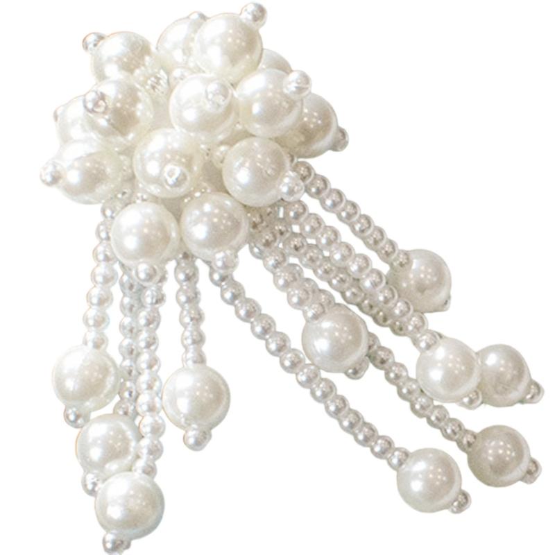 2Pcs Artificial Pearls Shoe Charm Pearls Tassels Shoe Buckles Clips Decorations Accessories for Sneakers Embellishments