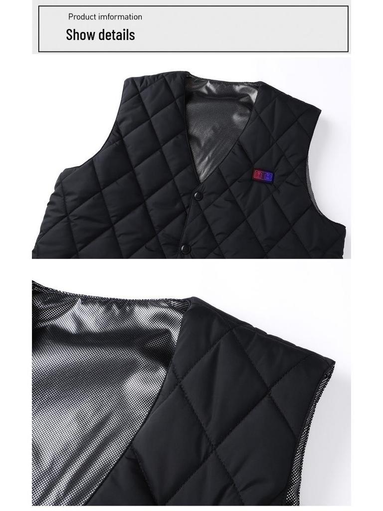 Inteligentna elektryczna kamizelka grzewcza USB z 16 strefami – bezrękawnik z dekoltem w serek dla stałego ciepła zimą