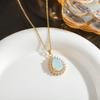 Colorful Crystal Water Drop Necklace with Zircon Inlay and 18K Gold-Plated Clavicle Chain