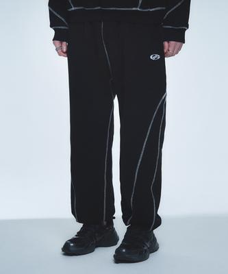 Hyeonpiteu Coverstitch Line Sweatpants-[Black]