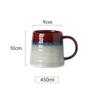 Minimalist Ceramic Coffee & Tea Mugs - Ink Wash Red B (Set of 2)