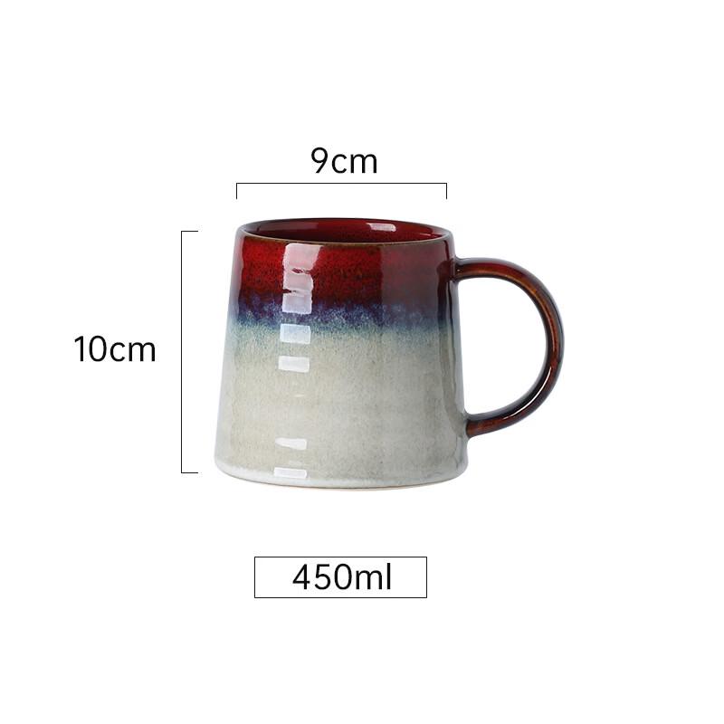 Minimalist Ceramic Coffee & Tea Mugs - Ink Wash Red B (Set of 2)