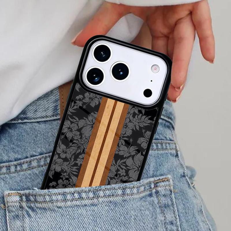 Hawaiian Faux Wood Surfboard Phone Case for iPhone 16e 15 14 13 12 17 Pro Max Plus Air 17pro Cover Coque
