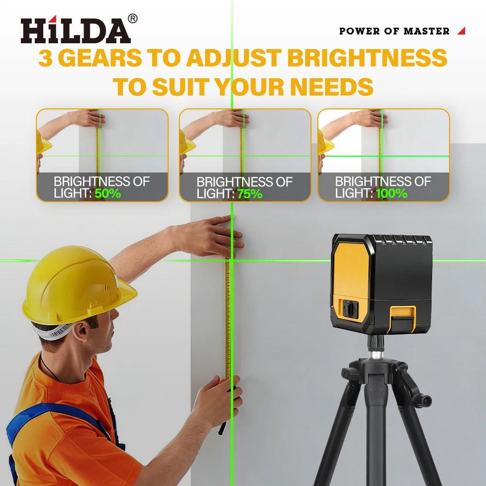 Compact High-Precision 2-Line Green Laser Level with Ultra-Bright Infrared Projection