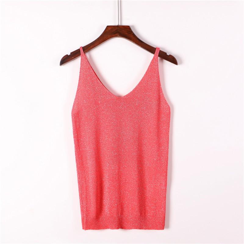 Glänzendes Pailletten-Strick-Camisole-Westen-Top für Damen
