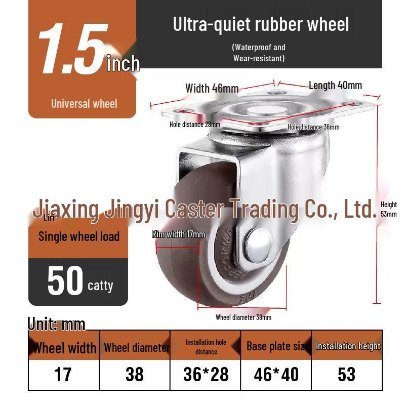 Kółka meblowe z TPE: Rozmiary 1, 1,25, 1,5, 2 cale