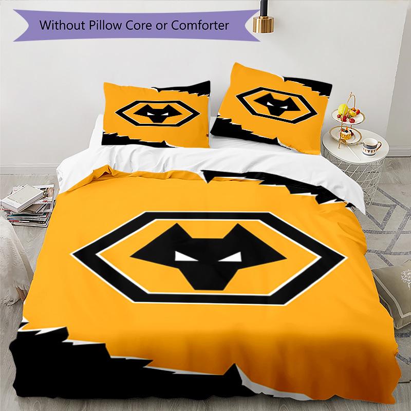 Set Copripiumino con Stampa dello Stemma del Wolverhampton Wanderers Football Club – include 1 copripiumino e 2 federe coordinate Arredamento camera da letto Regali di Natale