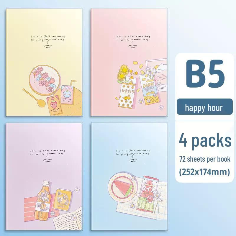 Soft Leather Student Notebook - A5/B5 Lined, Thick Cartoon Diary