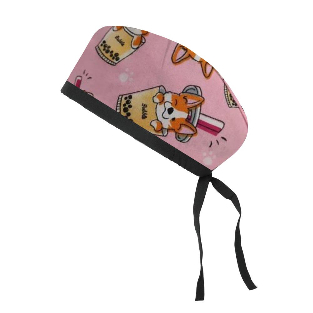 Adjustable Cotton Surgical Cap with Cartoon Print for Women and Men