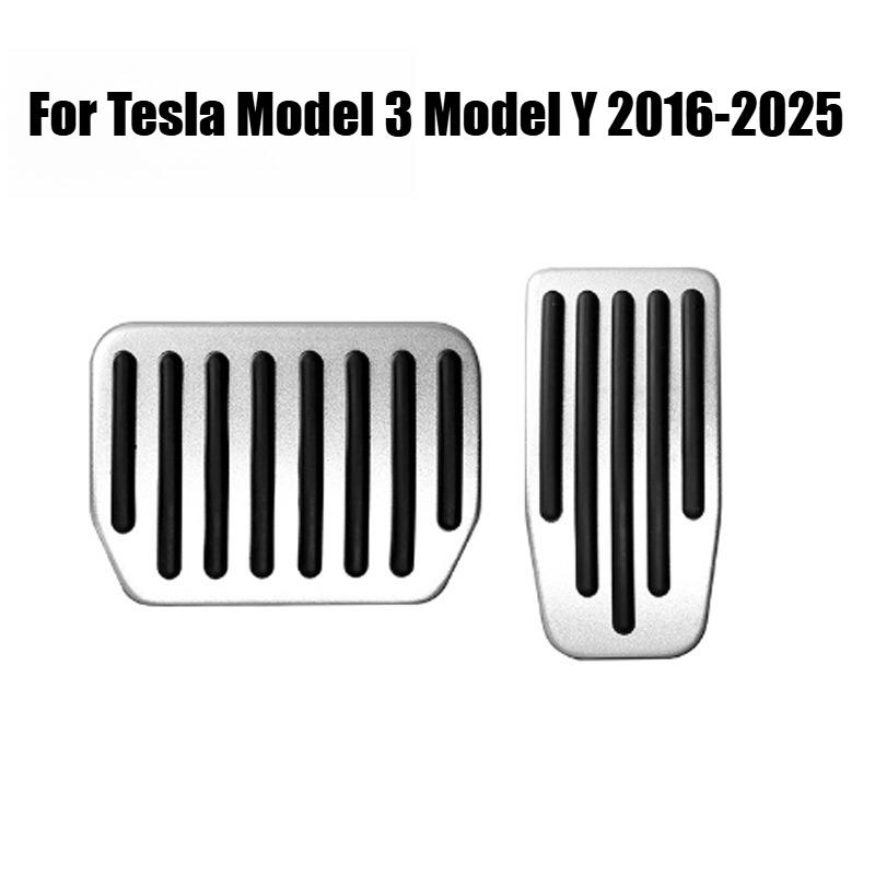 Auto Aluminum Pedal Covers for Tesla Model 3 Y 2016-2025 Non Slip Accelerator Brake Foot Rest Extenders