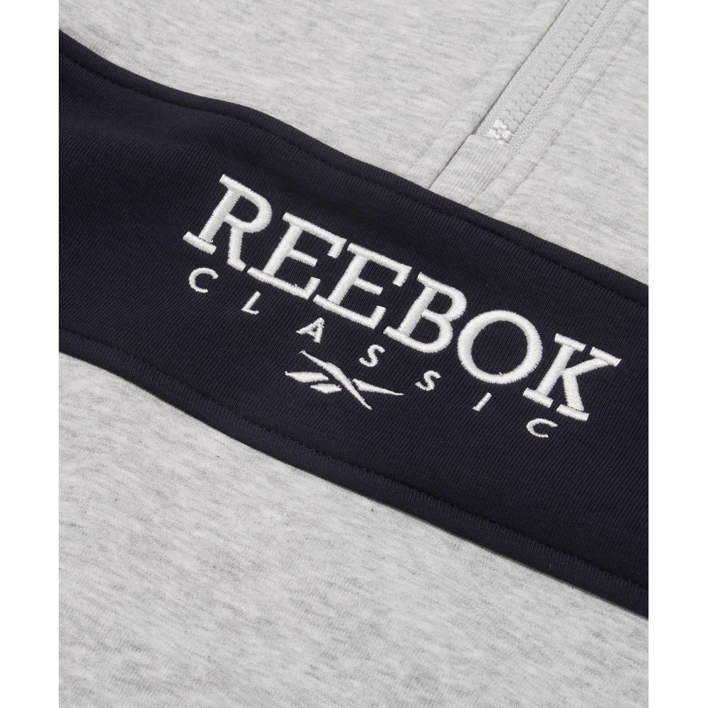 Reebok Legacy Half Zip Up Sweatshirt   Light Gray
